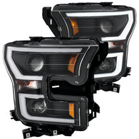ANZO 2015-2016 Ford F-150 Projector Headlights w/ Plank Style Design Black w/ Amber - 111347