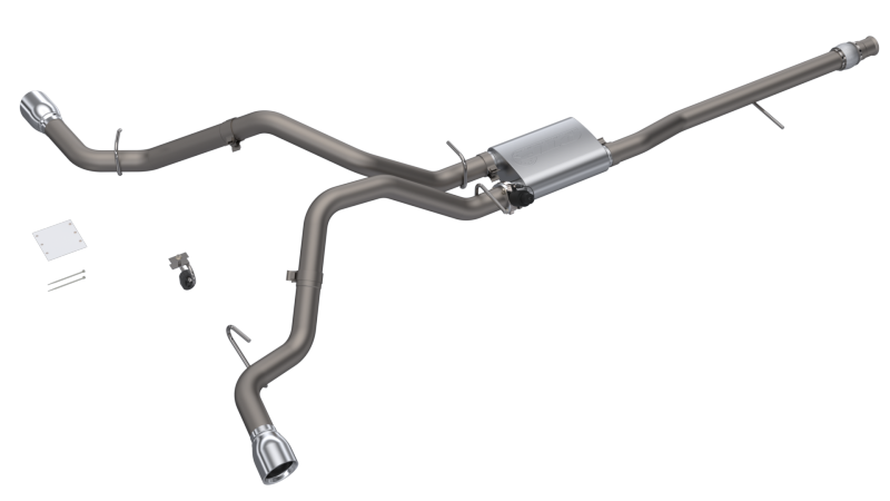 QTP 14-18 Chevy Silverado 1500 4.8L/5.3L EC/CC SB 304SS Scrmr Cat-Back Rear Split Exit w/4.5in Tips - 410015