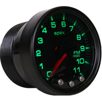 Autometer Spek-Pro Gauge Tach 2 1/16in 11K Rpm W/ Shift Light & Peak Mem Blk/Smoke/Blk - P33652