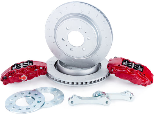 Alcon 2010+ Ford F-150 360x32mm Rotors 4-Piston Red Calipers Rear Brake Upgrade Kit - BKR5059D07
