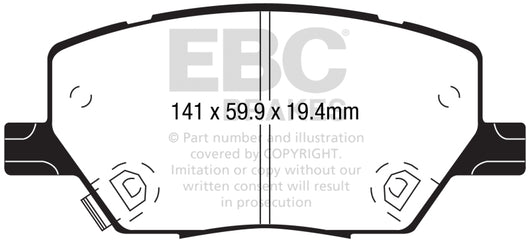 EBC 2015+ Fiat 500X 1.4L Turbo Greenstuff Front Brake Pads - DP62239