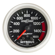 Autometer Sport-Comp II Pro Control 2-5/8in 1600 PSI Nitrous Pressure Gauge w/ Peak and Warn - 7674
