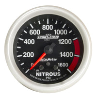 Autometer Sport-Comp II Pro Control 2-5/8in 1600 PSI Nitrous Pressure Gauge w/ Peak and Warn - 7674