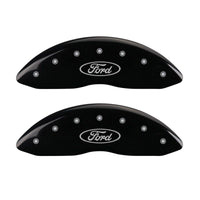 MGP 4 Caliper Covers Engraved Front & Rear Oval logo/Ford Black finish silver ch - 10020SFRDBK