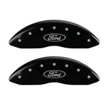 MGP 4 Caliper Covers Engraved Front & Rear Oval logo/Ford Black finish silver ch - 10146SFRDBK