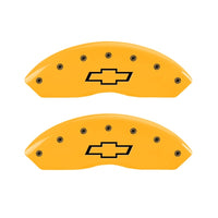 MGP 2 Caliper Covers Engraved Front Bowtie Yellow Finish Black Char 1997 Chevrolet C3500 - 14003FBOWYL