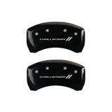 MGP 4 Caliper Covers Engraved Front & Rear With stripes/Challenger Black finish silver ch - 12005SCL1BK
