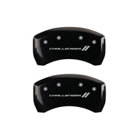 MGP 4 Caliper Covers Engraved Front & Rear With stripes/Challenger Black finish silver ch - 12181SCL1BK