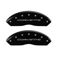 MGP 4 Caliper Covers Engraved Front & Rear C5/Corvette Black finish silver ch - 13007SCV5BK