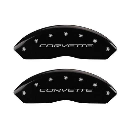 MGP 4 Caliper Covers Engraved Front & Rear C5/Corvette Black finish silver ch - 13007SCV5BK