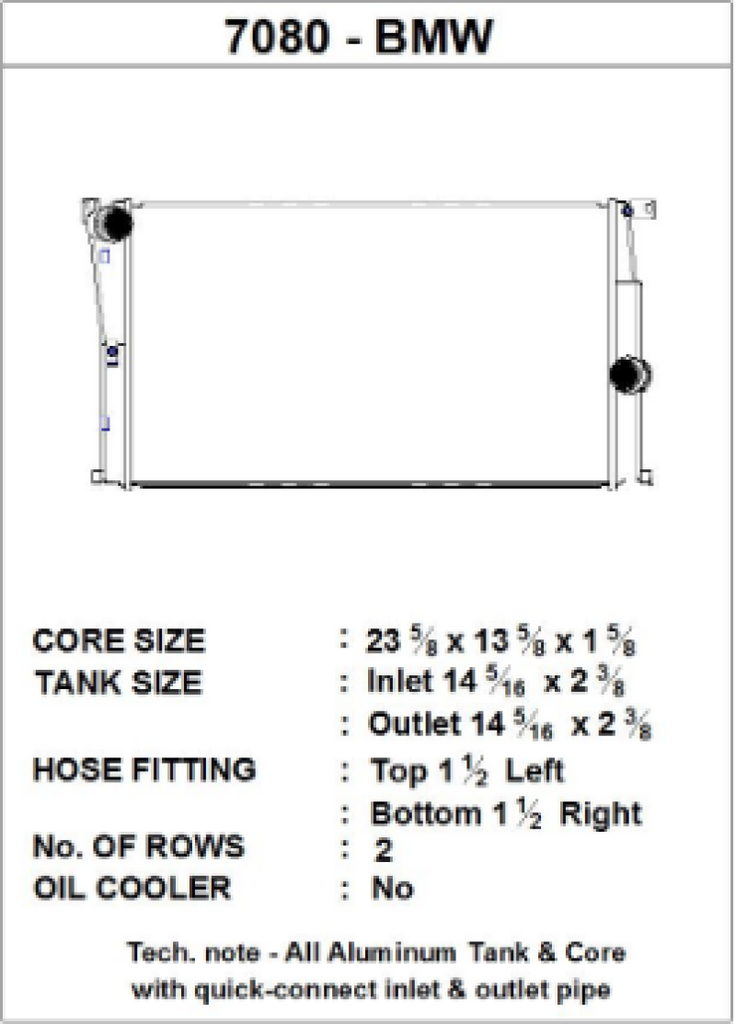 CSF BMW 2 Seires (F22/F23) / BMW 3 Series (F30/F31/F34) / BMW 4 Series (F32/F33/F36) M/T Radiator - 7080
