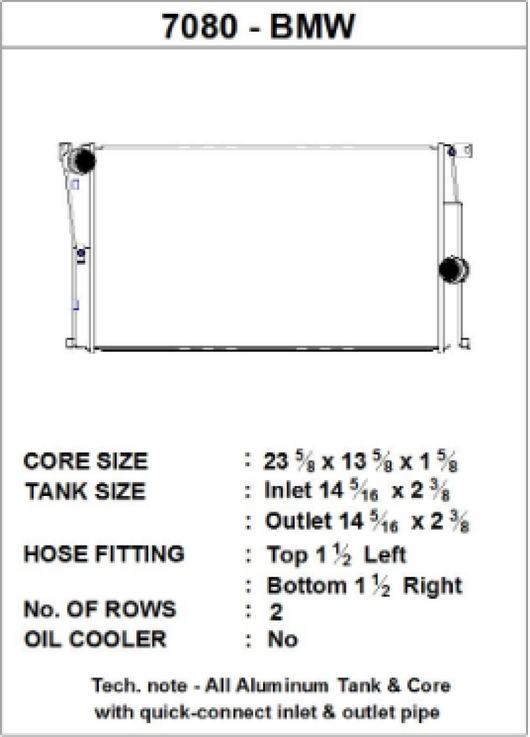 CSF BMW 2 Seires (F22/F23) / BMW 3 Series (F30/F31/F34) / BMW 4 Series (F32/F33/F36) M/T Radiator - 7080