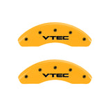 MGP 4 Caliper Covers Engraved Front & Rear Vtech Yellow Finish Black Char 2007 Honda Accord - 20179SVTCYL