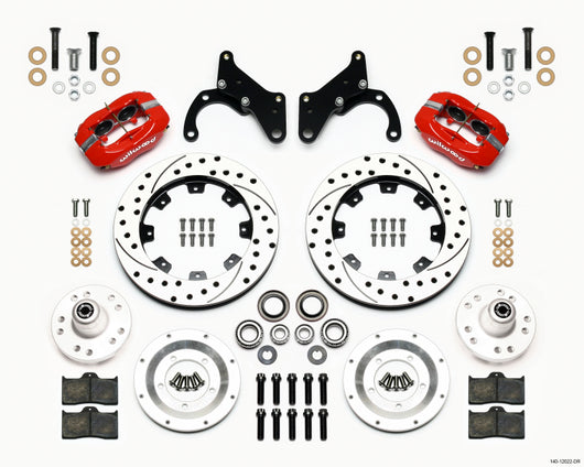 Wilwood Forged Dynalite Front Kit 12.19in Drilled Red 65-68 Chevy Impala -Drum Spindle - 140-12022-DR