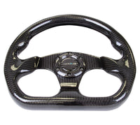 NRG Carbon Fiber Steering Wheel (320mm) Flat Bottom w/Shiny Black Carbon - ST-009CF/BK
