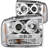 ANZO 2005-2007 Ford Excursion Projector Headlights w/ Halo Chrome w/ LED Strip (CCFL) 1pc - 111118