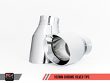 AWE Tuning Audi B9 A4 Track Edition Exhaust Dual Outlet - Chrome Silver Tips (Includes DP) - 3020-32024