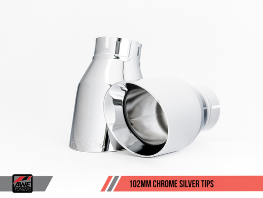 AWE Tuning Audi B9 A4 Track Edition Exhaust Dual Outlet - Chrome Silver Tips (Includes DP) - 3020-32024