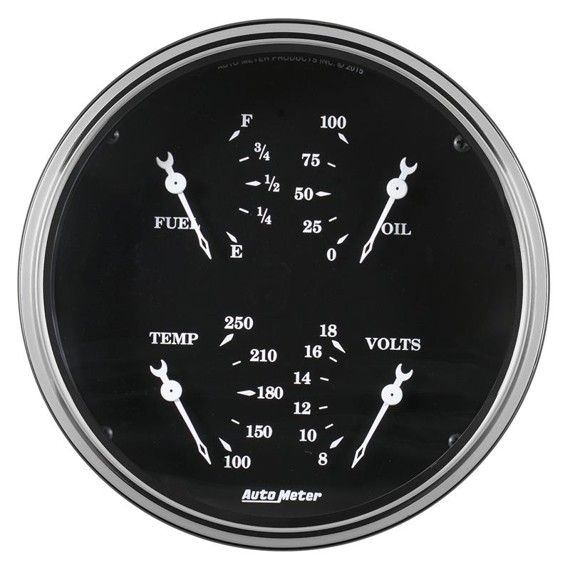 Auto Meter Gauge Quad 5in 0E-90F Elec Old Tyme Black - 1719
