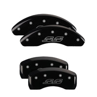 MGP 4 Caliper Covers Engraved Front & Rear Impala style/SS Black finish silver ch - 14050SSS2BK