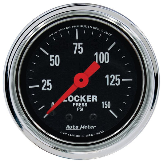 Autometer Traditional Chrome 2-1/16in 150 PSI Mechanical Air Locker Gauge - 2430