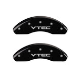 MGP 4 Caliper Covers Engraved Front & Rear Vtech Black finish silver ch - 20076SVTCBK