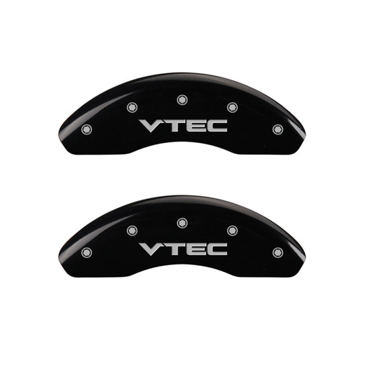 MGP 4 Caliper Covers Engraved Front & Rear Vtech Black finish silver ch - 20076SVTCBK