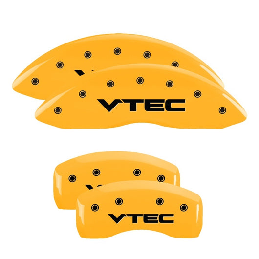 MGP 4 Caliper Covers Engraved Front & Rear Vtech Yellow Finish Black Char 2009 Honda Ridgeline - 20139SVTCYL