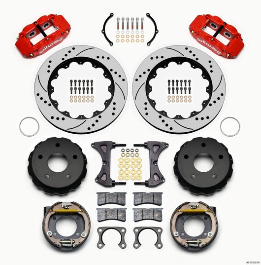 Wilwood Narrow Superlite 4R Rear P-Brk Kit 14.00in Drill Red Small Ford 2.36in Off Bronco 5 x 5.50 - 140-13332-DR