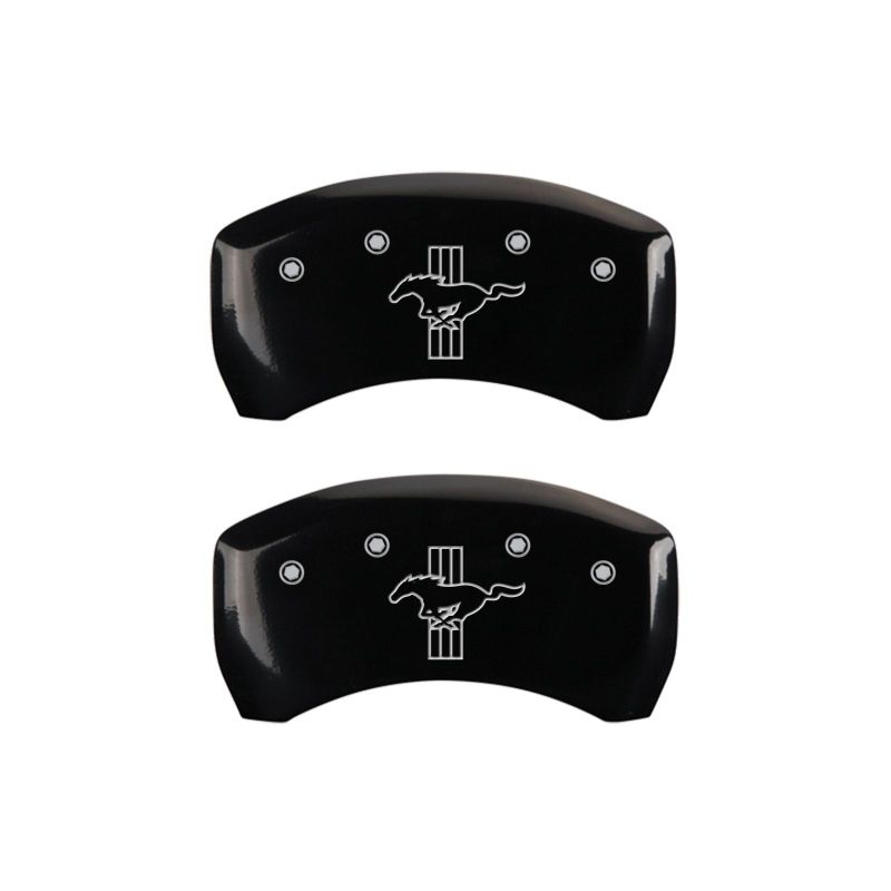 MGP Rear set 2 Caliper Covers Engraved Rear 2015/Bar & Pony Black finish silver ch - 10203RMB2BK