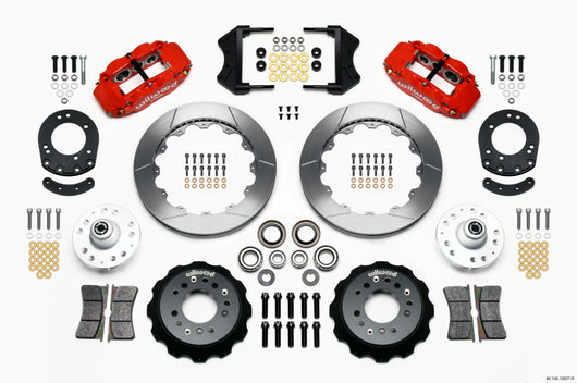 Wilwood Narrow Superlite 6R Front Hub Kit 12.88in Red 1965-1969 Mustang Drum Spindle - 140-12637-R