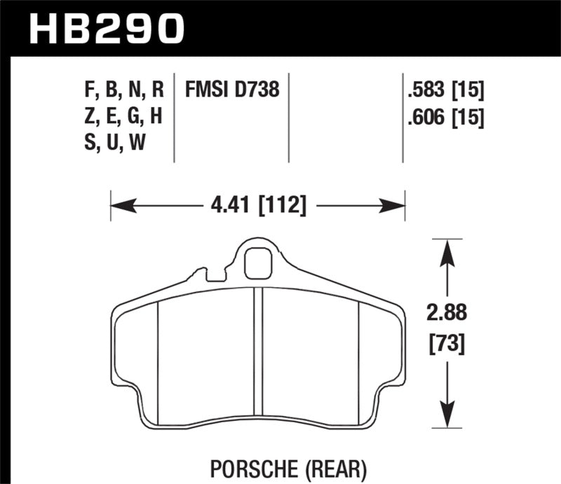 Hawk Porsche HPS Street Rear Brake Pads - HB290F.583
