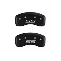 MGP 4 Caliper Covers Engraved Front & Rear Monte Carlo style/SS Red finish silver ch - 14050SSS4RD