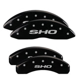 MGP 4 Caliper Covers Engraved Front & Rear SHO Black finish silver ch - 10128SSHOBK