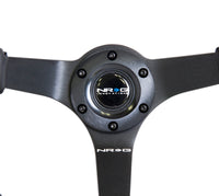 NRG Reinforced Steering Wheel (350mm / 3in. Deep) Bk Leather w/Bk BBall Stitch (Odi Bakchis Edition) - RST-036MB-R