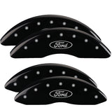 MGP 4 Caliper Covers Engraved Front & Rear Oval logo/Ford Black finish silver ch - 10235SFRDBK