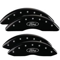 MGP 4 Caliper Covers Engraved Front & Rear Oval logo/Ford Black finish silver ch - 10235SFRDBK