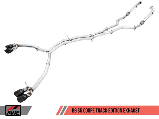 AWE Tuning Audi B9 S5 Coupe 3.0T Track Edition Exhaust - Chrome Silver Tips (102mm) - 3010-42064