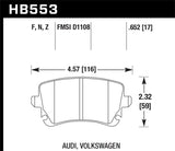 Hawk 06-07 Audi A6 Quattro / 03-04 RS6 / 04-08 S4 HPS Street Rear Brake Pads - HB553F.652
