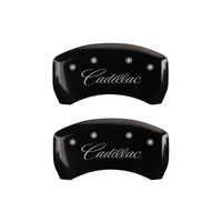 MGP 4 Caliper Covers Engraved Front & Rear Cursive/Cadillac Black finish silver ch - 35020SCADBK