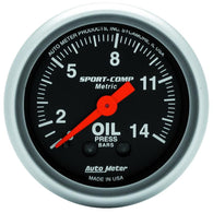 Autometer Sport Comp 52.4 mm Mechanical 0-14 Kg/ Cm2 Oil Pressure Metric Gauge - 3322-J