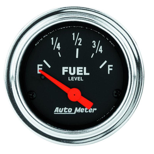 Autometer Traditional Chrome 52mm Short Sweep 0 Ohm - 90 Ohm Full Electrical Fuel Level Gauge - 2514