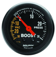 Autometer Z Series 52mm 30 In Hg.-Vac. / 30 PSI Boost / Vacuum Gauge - 2614