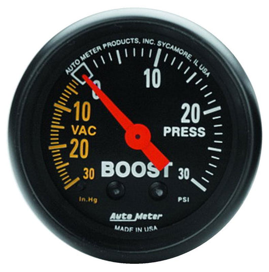 Autometer Z Series 52mm 30 In Hg.-Vac. / 30 PSI Boost / Vacuum Gauge - 2614