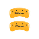 MGP 4 Caliper Covers Engraved Front & Rear With stripes/Challenger Black finish silver ch - 12181SCL1BK