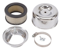 Edelbrock Air Cleaner 94 Series Round Steel Top 4 65In Dia X 3 125In 2 63In ID Raised Base Chrome - 1202