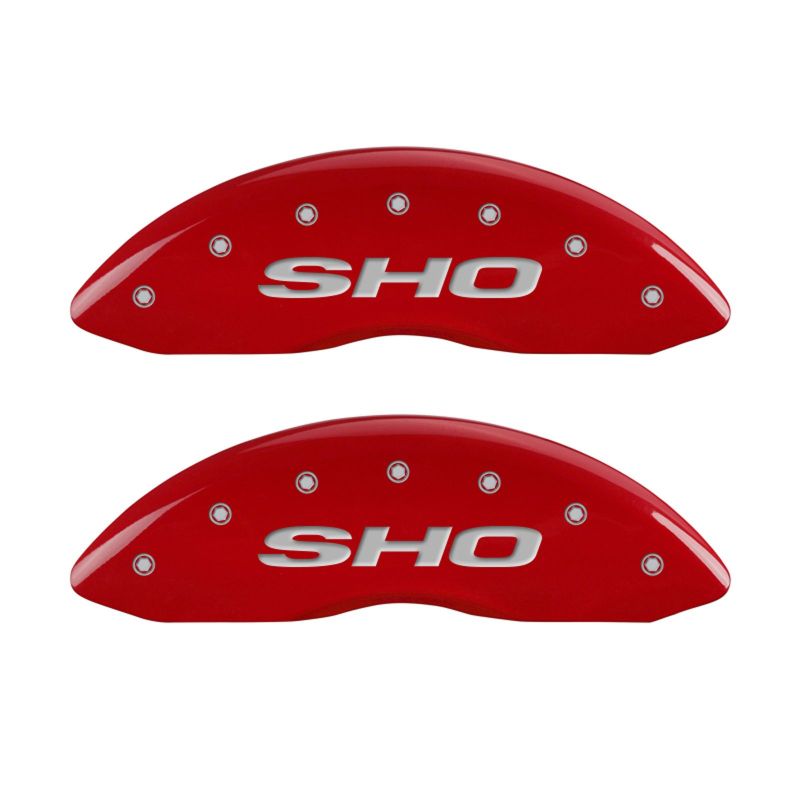 MGP 4 Caliper Covers Engraved Front & Rear SHO Red finish silver ch - 10128SSHORD