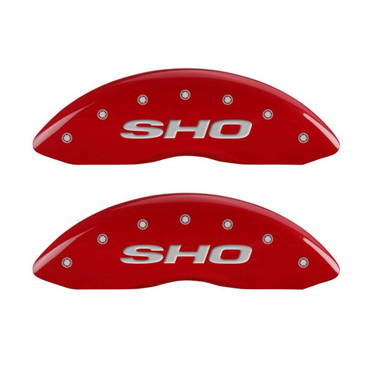MGP 4 Caliper Covers Engraved Front & Rear SHO Red finish silver ch - 10128SSHORD