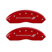 MGP 4 Caliper Covers Engraved Front & Rear With stripes/Dodge Red finish silver ch - 12200SDD3RD