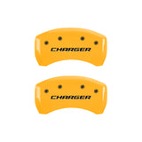 MGP 4 Caliper Covers Engraved Front & Rear Block/Charger Yellow Finish Black Char 2006 Dodge Charger - 12001SCHBYL